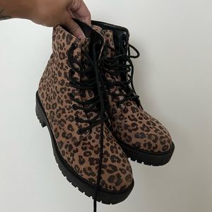 Forever21 Leopard Combat Boots